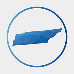Tennessee icon. Polygonal map of the US state in gradient ring. Round low poly Tennessee sign. Vector illustration.