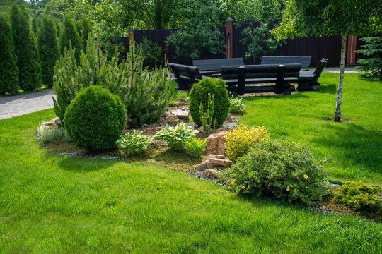 Beautiful garden near dacha in Moscow Oblast