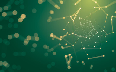 Abstract background. Molecules technology with polygonal shapes, connecting dots and lines. Connection structure. Big data visualization.