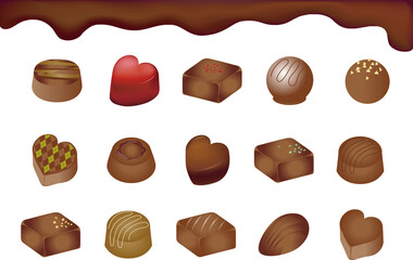 バレンタイン　バレンタインデー　チョコレート　ギフト　イラスト　セット
