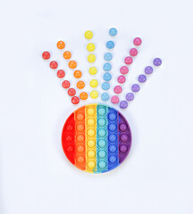 Rainbow antistress popit. Colourful sensory simple dimple fidget. New trend toy.	