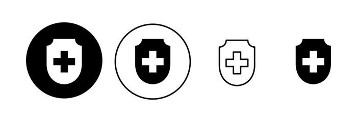 Health insurance icon set. Insurance health document icon