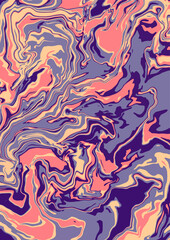 Liquid art texture. Abstract background with swirling paint effect. Painting with liquid acrylic that pours and splashes. Mixed paints for an interior poster. purple and brown iridescent colors. A4