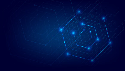 Abstract lines and dots connect background. Technology connection digital data and big data concept.