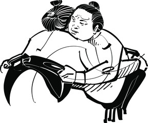 Fototapeta premium the vector illustration of the japan sumo fighters