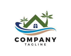 Fototapeta premium Beach House Logo Design Template