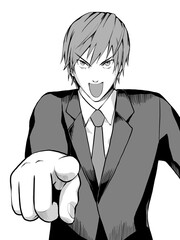 漫画風_指差して決定するサラリーマン