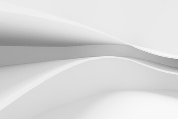 Abstract white Architecture Background. 3d render. Modern Geometric Wallpaper. Futuristic Technology Design