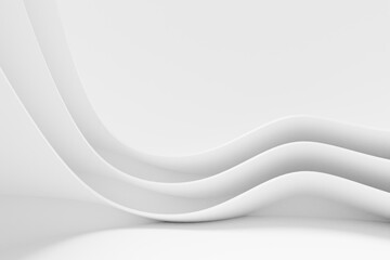 Abstract white Architecture Background. 3d render. Modern Geometric Wallpaper. Futuristic Technology Design