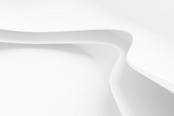 Abstract white Architecture Background. 3d render. Modern Geometric Wallpaper. Futuristic Technology Design