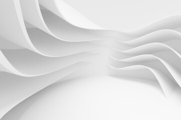 Abstract white Architecture Background. 3d render. Modern Geometric Wallpaper. Futuristic Technology Design