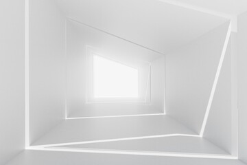 Abstract white interior of the future. 3D rendering..