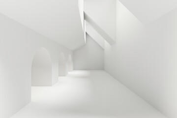 Abstract white interior of the future. 3D rendering...