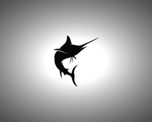 Marlin Silhouette. Isolated Vector Swordfish Animal Template for Logo Company, Icon, Symbol etc