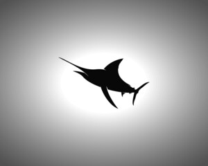 Marlin Silhouette. Isolated Vector Swordfish Animal Template for Logo Company, Icon, Symbol etc