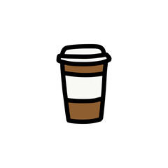 takeaway coffee cup doodle icon, vector color line illustration