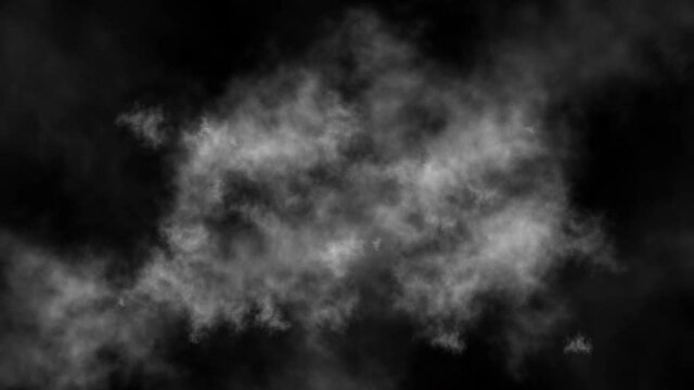 Footage 4k: Scenic aerial view from airplane window of moving flying inside white cloud. Royalty high-quality free stock abstract smoke cloud motion, clouds moving through ahead on black background