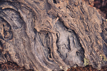 Close up detail of volcanic lava rock basalt found in the desert