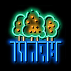 fruit garden neon light sign vector. Glowing bright icon fruit garden sign. transparent symbol illustration