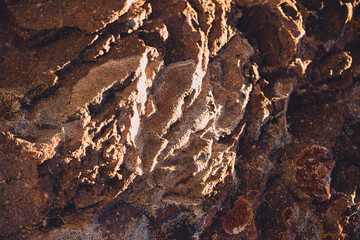 Close up detail of volcanic lava rock basalt found in the desert