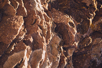 Close up detail of volcanic lava rock basalt found in the desert