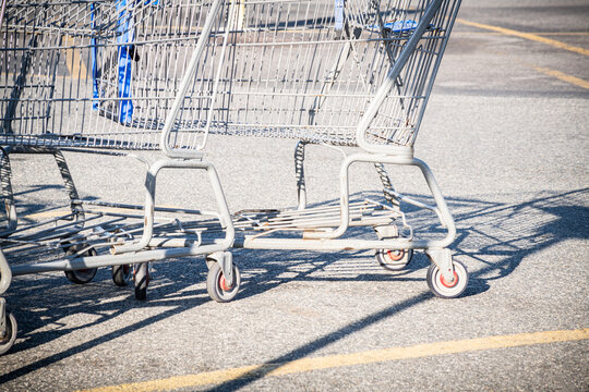 A Macro Shot Of Grocery Store Shopping Cart