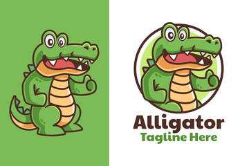 Alligator thumbs up Cartoon Logo Design