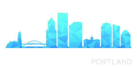 Portland, OR, USA Low Poly Skyline Clip Art City Design. Geometric Polygon Graphic Horizon Icon. Vector Illustration Symbol.