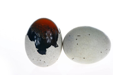 Eggs, duck egg, preserved egg on a white background