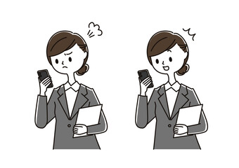 スマホを見る女性 怒り 驚き