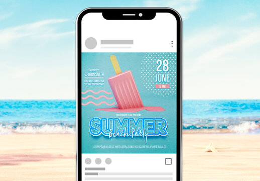 Summer Beach Party Social Media Post