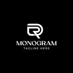 Initial Letter DR RD D R Monogram Logo Template In Isolated Black Background Vector Illustration