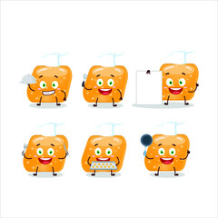 Cartoon character of jelly sweets candy orange with various chef emoticons. Vector illustration