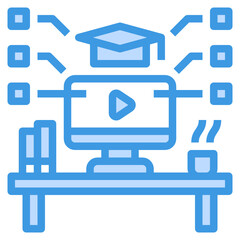 Elearning blue outline icon
