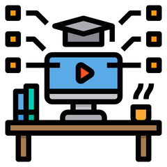 Elearning filled outline icon