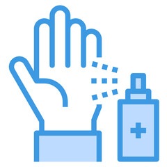 Hand Cleaning blue outline icon
