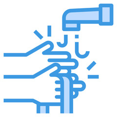 Hand Washing blue outline icon