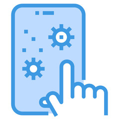 Hand blue outline icon