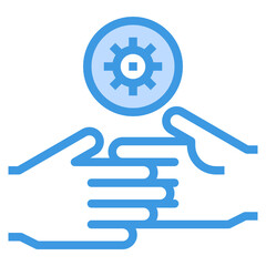 Hand blue outline icon