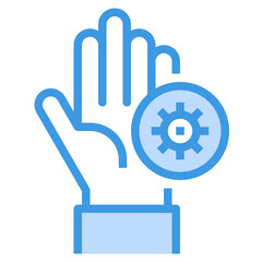 Hand blue outline icon