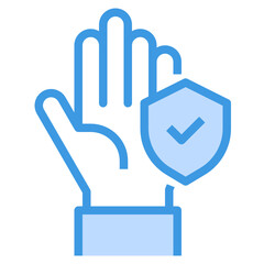 Hand blue outline icon