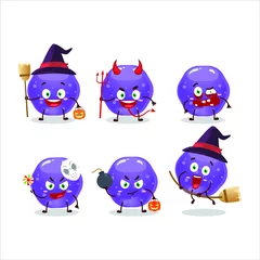 Fotobehang Halloween expression emoticons with cartoon character of jelly sweets candy purple. Vector illustration © kongvector