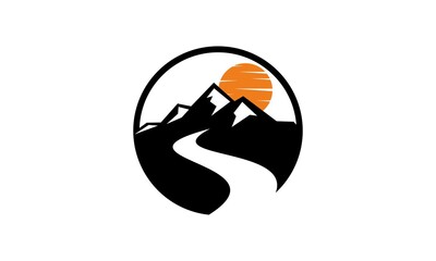 mountain sun nature logo