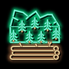 logging forest neon light sign vector. Glowing bright icon logging forest sign. transparent symbol illustration