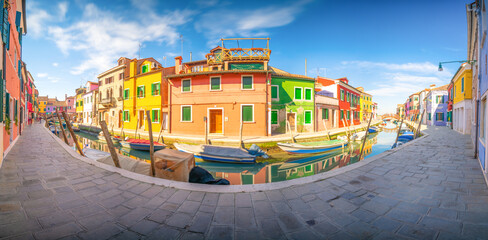 Fototapeta na wymiar Panorama of Burano Island near Venice in Italy