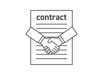 契約して握手するイメージイラスト　Image illustration of contracting and shaking hands.