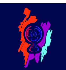Electric fan blower turbine line pop art portrait logo colorful design with dark background. Abstract vector illustration