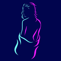 Beauty Woman sexy lady vector silhouette line pop art potrait logo colorful design with dark background. Abstract vector illustration