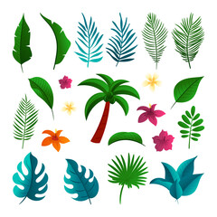 Fototapeta na wymiar Tropical Summer holiday Clipart element set with simple flat style