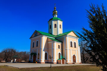 Fototapeta na wymiar Holy Trinity Motroninsky convent in Kholodny Yar, Ukraine